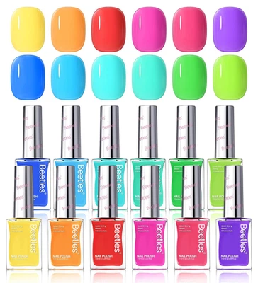 Beetles Neon Nail Polish Set - Quick Dry Nail Polish Kit 12 Colors Hot Pink Gree - Image 1 of 4