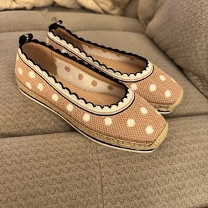 Kate Spade Knottingham Strick Espadrille Schuhe 6 gepunktet adrette flache Schuhe beige - Bild 1 von 10