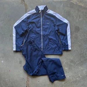 Vintage Nike Full Trainingsanzug Herren Medium Full Zip Jacke Navy Windbreaker - Bild 1 von 15