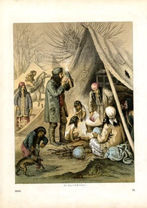 1866 BUCH DER WELT HC LITHOGRAPH gypsies - Foto 1 di 2