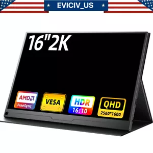 16.0" Portable Monitor 400 cd/m² Screen USB C Display HDMI 2560*1600 QHD Used AA - Picture 1 of 16