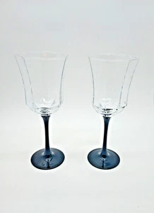 Vintage Crystal Champagne Flutes – Octagon Bowl with Sleek Black Stem - Picture 1 of 3
