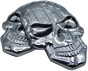 2x 3D Metal US Flag Skull Decal Emblem Motorcycle, Auto, Truck Zinc (Silver) - Picture 1 of 12
