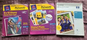 AVERY AND HP GLOSSY PHOTO PAPER PACKS - VARIOUS SIZES - SOFTWARE - NEW - Afbeelding 1 van 2