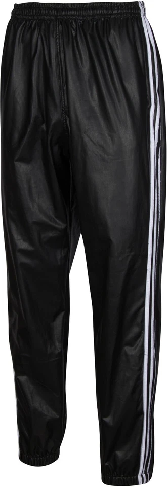 Pantalones de viento Bruno brillantes PVC vinilo cuero PU plástico 3 rayas NUEVO Foto 1 de 1