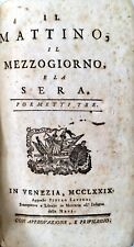 Parini Giuseppe Il Mattino il Mezzogiorno e la Sera Poemetti tre Savioni 1779
