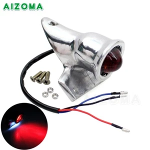 Motorcycle Polished LED Rear Brake License Plate Tail Light For Harley Chopper - Picture 1 of 10