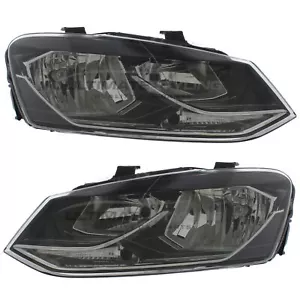 Headlights VW Polo Mk5 6R 2014-2018 Black Inner Headlamps 1 Pair Left & Right - Picture 1 of 24