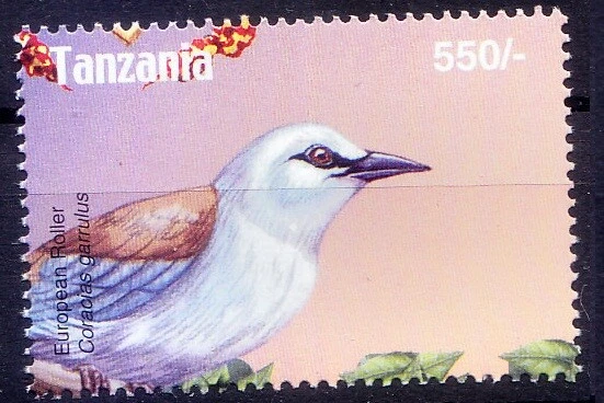 Rolo europeu, pássaros, Tanzânia 2015 sem marca de charneira   - Imagem 1 de 1