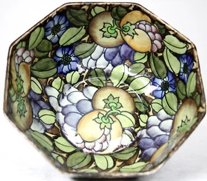 Bonito cuenco de cerámica forrado en tubo Charlotte Rhead Bursley Art Deco años 20 FREEPOST - Imagen 1 de 8