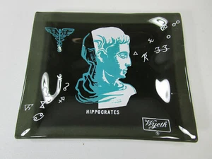 Vtg Wyeth Pharmaceutical Advertising glass Ash tip tray Hippocrates Medical drug - Picture 1 of 3