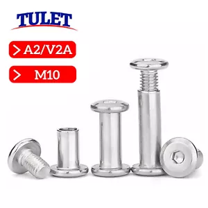 Viti per mobili viti a testa piatta dadi a manicotto M10 acciaio inox V2A esagono interno - Foto 1 di 14