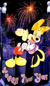 Mickey and Friends Feiertagsflagge HAPPY NEW YEAR 2005 Hamilton Kollektion - Bild 1 von 2
