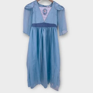 Disney Store Elsa Frozen Costume Deluxe Nightgown Gown Cape Blue Size 9/10 - Picture 1 of 16