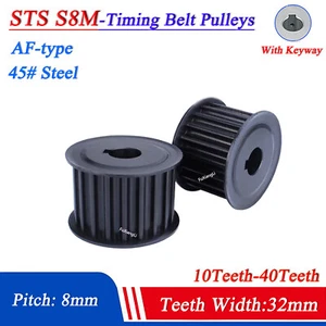 STS S8M Timing Belts Pulleys Pitch 8mm With Keyway AF-type 45# Steel Width 32mm - Picture 1 of 21