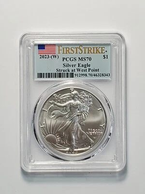 # 8343  First Strike 2023 -(W)  American Silver Eagle Dollar Coin PCGS MS70 - Image 1 of 3
