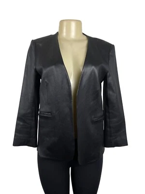 Chaqueta abierta de cuero negra con bolsillos Theory para mujer talla 8 Foto 1 de 4