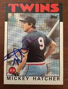 MICKEY HATCHER 1986 TOPPS AUTOGRAPHED SIGNED AUTO BASEBALL CARD 356 TWINS - Picture 1 of 1