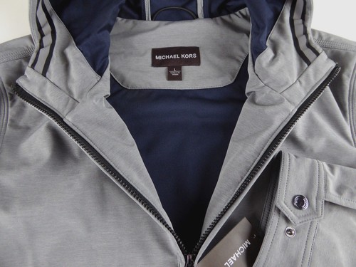 Cappotto giacca melange morbida Michael Kors nuovo con etichette $179 mk con cappuccio con finiture riflettenti