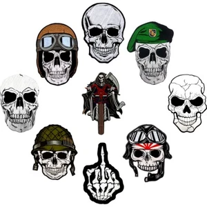 Skull Big Patch Bordado Militar Motociclista Death Rock Metal Guerra Ejército Esqueleto - Imagen 1 de 11
