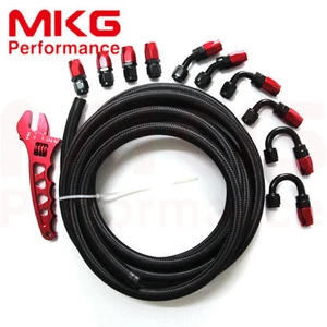 12an an12 12 Braided Nylon Hose Fuel Line Fittings Adapter Wrench Spanner Kit BK - Imagen 1 de 5