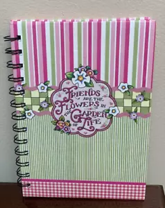 Pink Stripe Gingham Mary Engelbreit Spiral Lined Journal Friends Are The Flowers - Picture 1 of 3