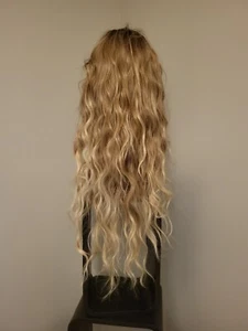 VOLUMINOUS HIGHLIGHTS BLONDE CURLY LONG WIG Lace Front  - Picture 1 of 10