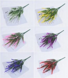 4/10 Artificial Lavender Plants Fake Flower Plastic Indoor Outdoor Garden Decor