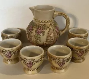JARRA DE UVAS MONJES CERAMARTE BRASILEÑA y 6 Tazas Taberna Gres Cerámica - Imagen 1 de 5