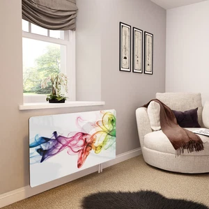 Glass Radiator Cover Printed - Rainbow Smoke on White - Made By Premier Range - Picture 1 of 6