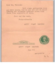 Paid Reply Postal Cards UY6 1911 Green 1¢ George Washington Amity Stamp Service - Picture 1 of 2