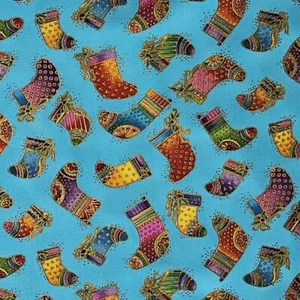 Laurel Burch Christmas Fabric Blessings CLOTHWORKS Quilters Cotton Scant Half Yd - Picture 1 of 3