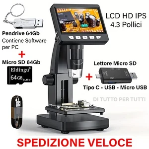 Microscopio Digitale da 4.3 pollici Elettronico Display LCD 50-1000X Portatile - Foto 1 di 10