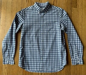 Abito a maniche lunghe da uomo blu a scacchi o camicia casual - taglia media - vecchia marina - Foto 1 di 6