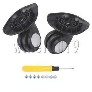 2 Pcs Luggage Suitcases Wheels 360 Swivel Caster Black Left W003 3.15" w/ Screws - Picture 1 of 6