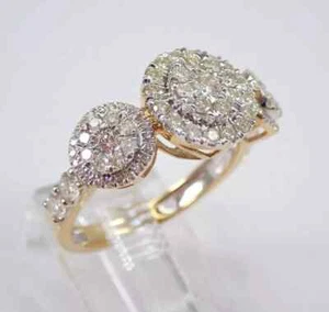 2Ct Round Lab Created Diamond Cluster Engagement Ring 14K Yellow Gold Plated - Picture 1 of 8