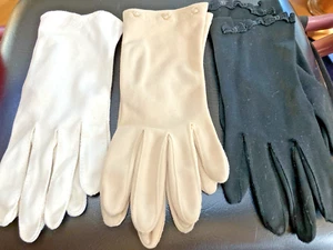 Vintage Women's Gloves 3 Pair Black Beige White Size Small - Picture 1 of 4
