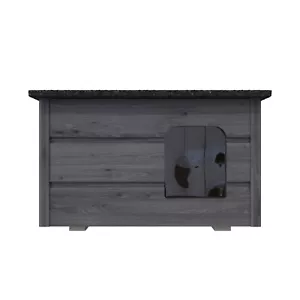 QLS Hundehütte Katzenhaus 57x47 cm aus Holz Isoliert Wetterfest Anthrazit - Bild 1 von 13