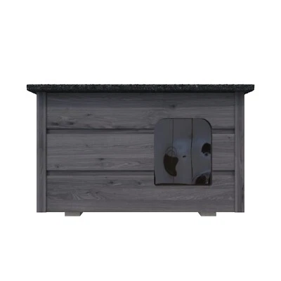 QLS Cabaña para Perros Casa para Gatos 57x47 cm de Madera Aislada Resistente a la Intemperie Antracita