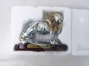 Löwe von Juda Statue Gold & Silber Metallic Holzsockel jüdisch messianisch christlich - Bild 1 von 5