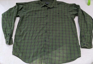Camisa de manga larga Patagonia de algodón orgánico para hombre L grande verde a cuadros con botones - Imagen 1 de 11