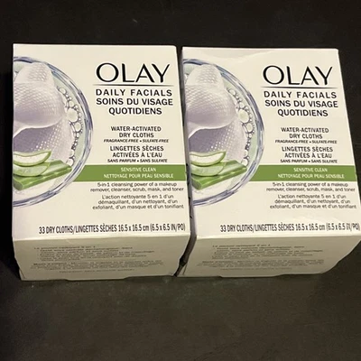 Paños faciales diarios Olay activados por agua limpieza sensible paquete de 33 unidades 2 Foto 1 de 3