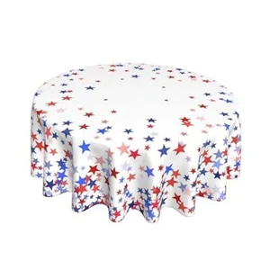 4th of July Tablecloth 70 Inch Round Patriotic Stars Table Cloth American - Picture 1 of 7