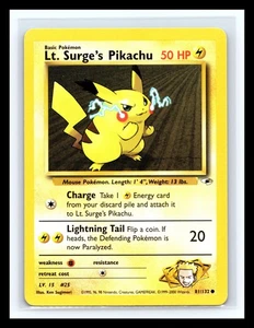💥 Lt. Surge's Pikachu 2000 Pokemon TCG (Gym Heroes Set) Non Holo # 81/82 - Bild 1 von 2