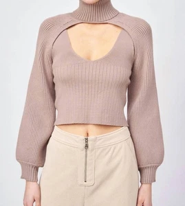 En Saison Sonoita Two-Piece Crop Sweater Dusty Lilac - Picture 1 of 5