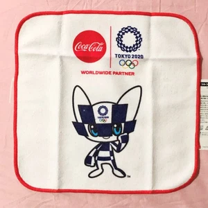 Tokyo 2020 Olympics Handkerchief Miraitowa Mascot Coca Cola Worldwide Partner H5 - Picture 1 of 9