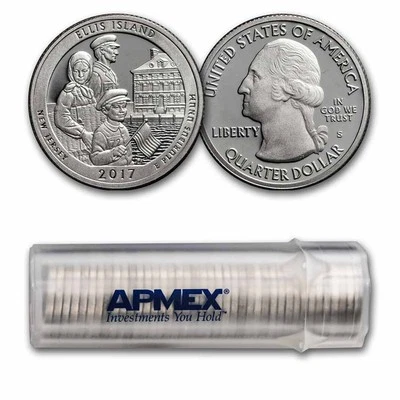 2017-S ATB Quarter Ellis Island 40-Coin Roll Proof (Silver) - Image 1 of 3