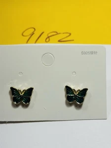Lindo conjunto de pendientes mariposa verde con pasador joyería de moda plata de ley 925 - Imagen 1 de 4