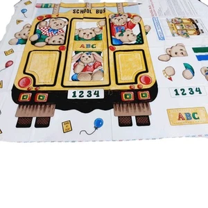 Daisy Kingdom TEDDYBÄREN & Hase SCHULBUS Stoff Panel zuschneiden & nähen 36x44 - Bild 1 von 14
