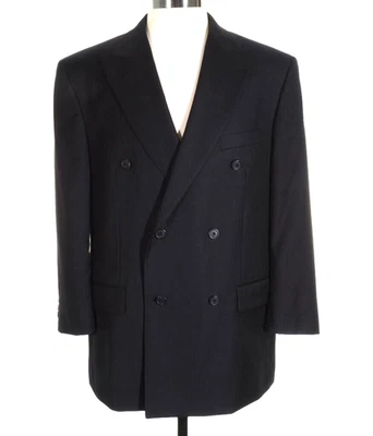 Casaco esportivo Paul Fredrick 41 curto lã peito duplo azul marinho/listra azul - Imagem 1 de 4